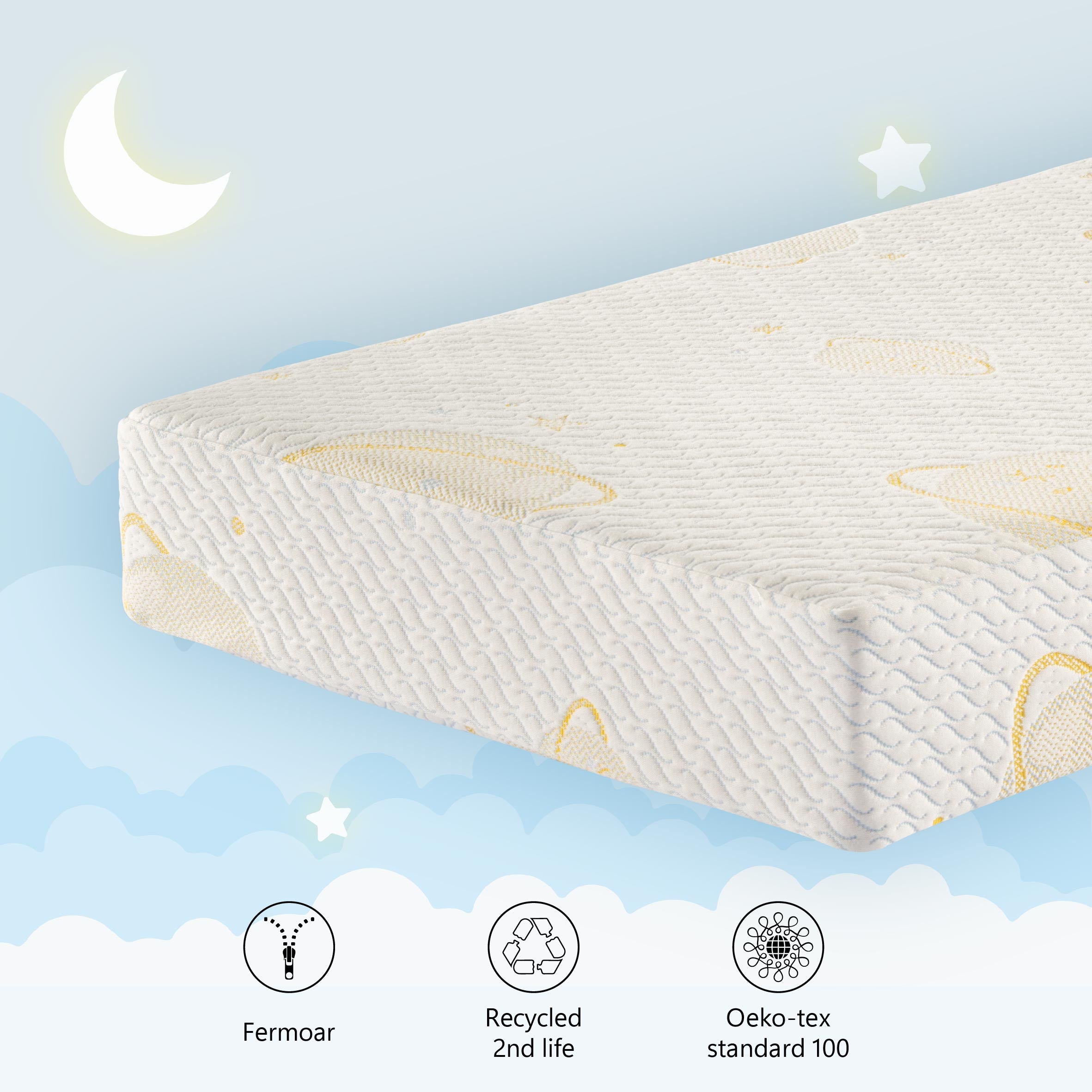 Saltea reversibila cu Cocos Air Coco Dreamy, spuma poliuretanica, H12 cm, husa tricot