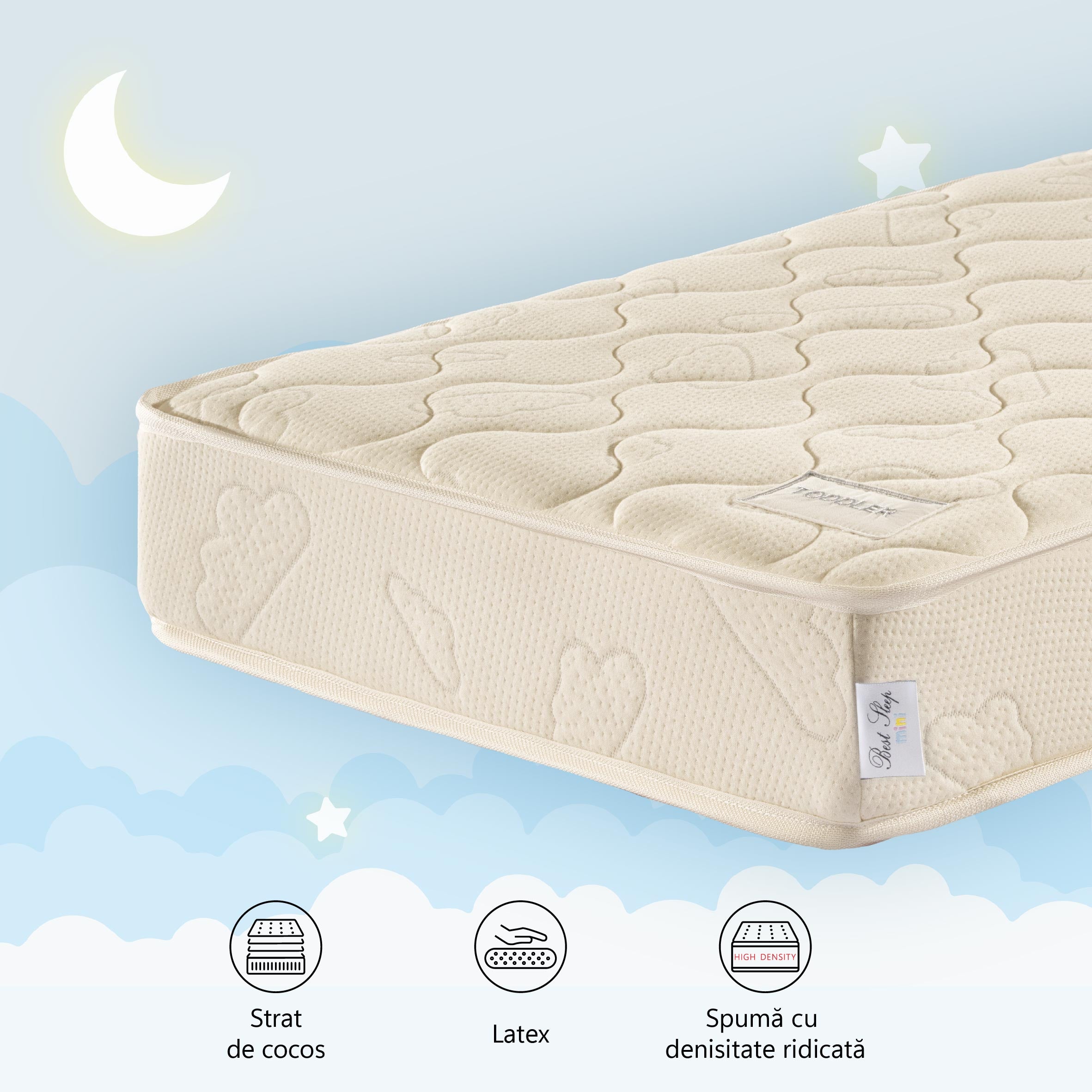 Saltea cu Cocos Air Coco Dual Dream, spuma poliuretanica, latex, H13cm, husa bumbac
