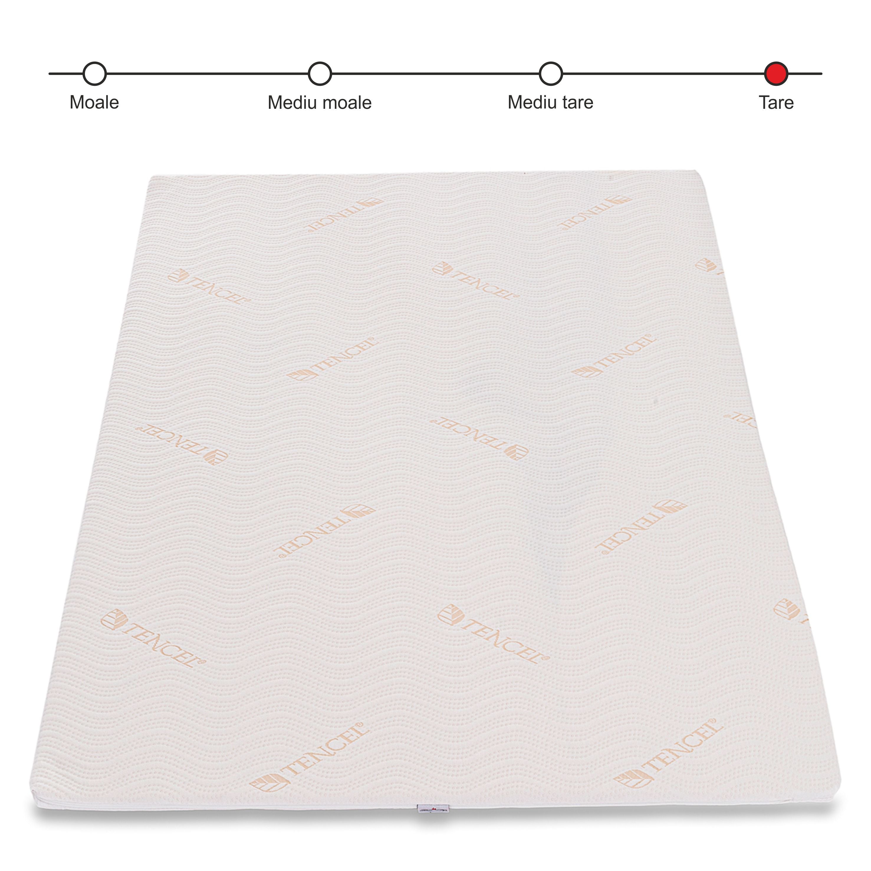 Topper Saltea cu Spuma High Resiliance, 4 cm, Husa Tencel, Detasabila