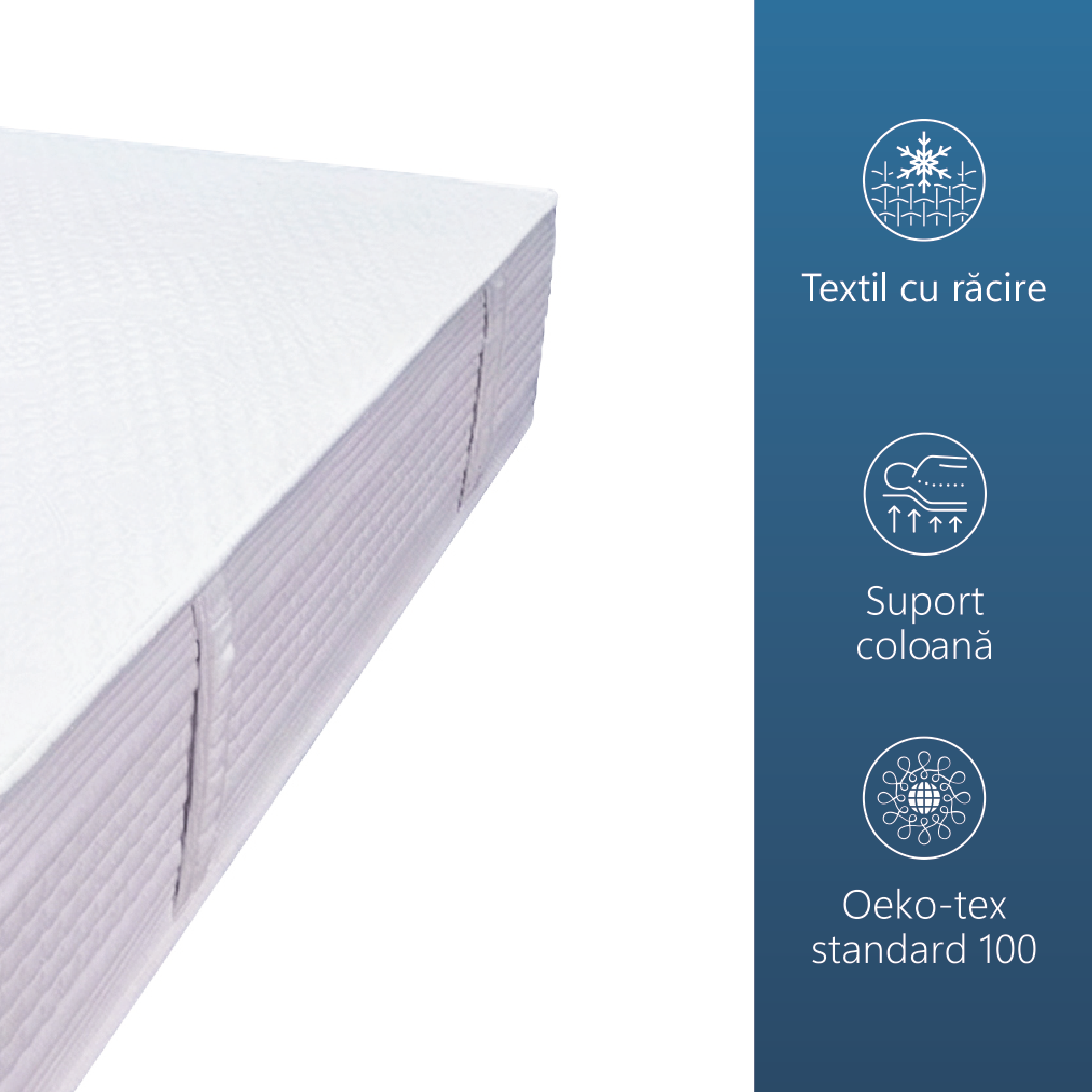 Saltea reversibila cu Arcuri Pocket Best Sleep Artic, 32cm, latex cool gel, textil cu efect de racire
