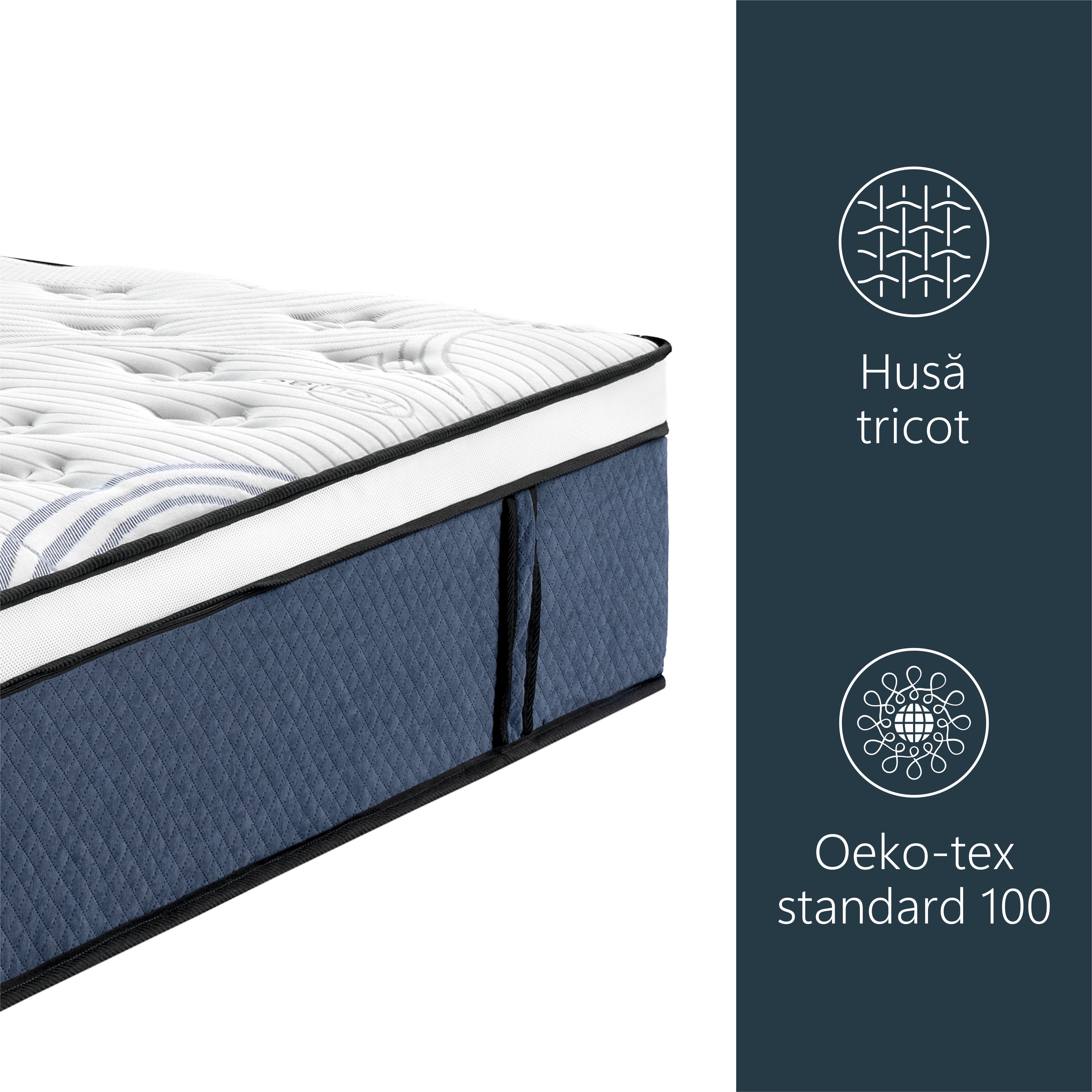 Saltea ortopedica Best Sleep Ocean, Arcuri Pocket, spuma memory, 7 zone de confort, fermitate medie, 33cm inaltime