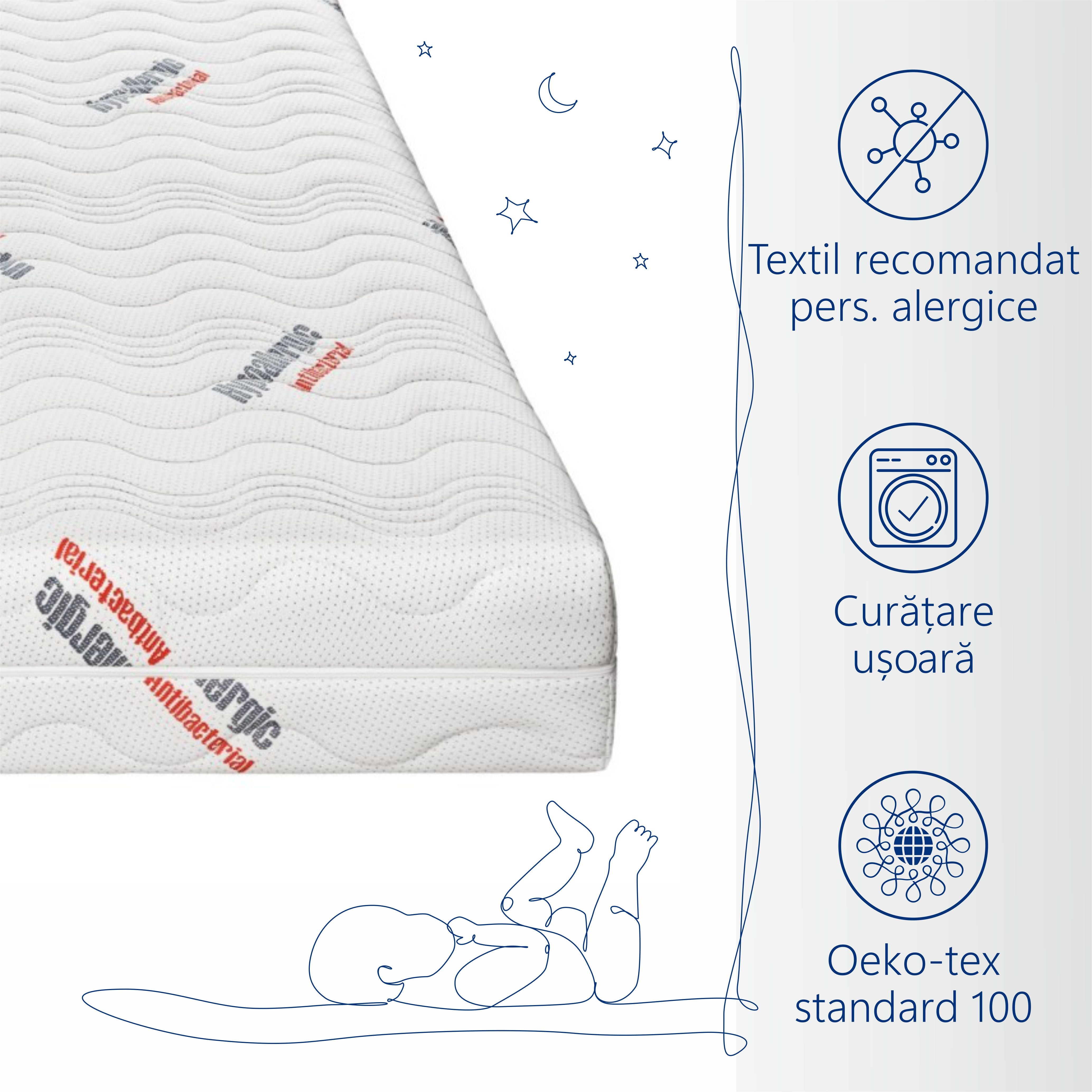 Saltea cu Cocos Baby Hypoalergenic, 15cm, Spuma Poliuretanica, Hipoalergenica