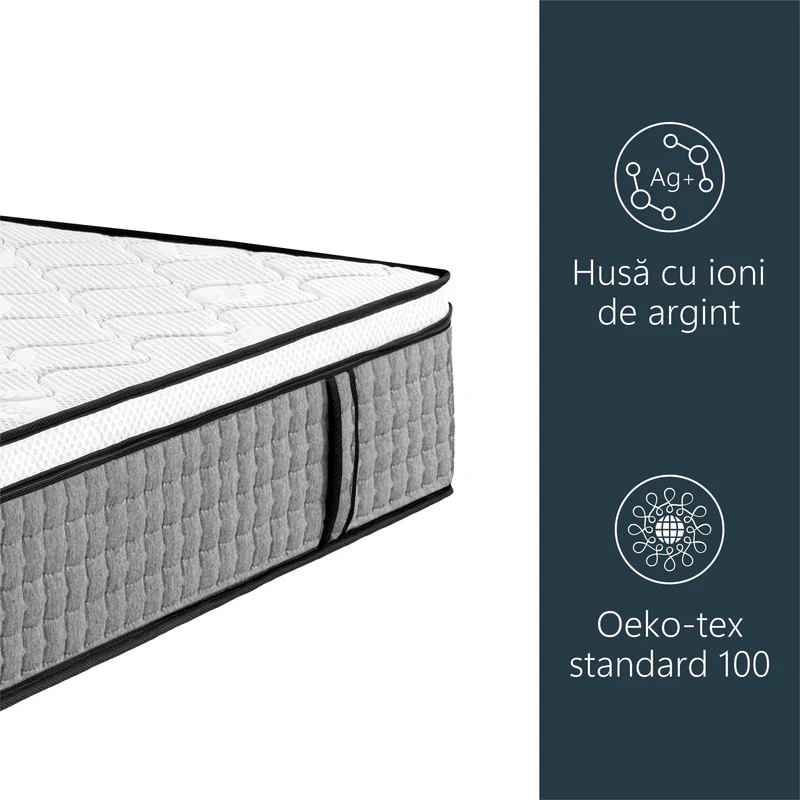 Saltea ortopedica Best Sleep Twin Core, spuma poliuretanica, 5 cm spuma memory, H30 cm, tehnologie TwinCore