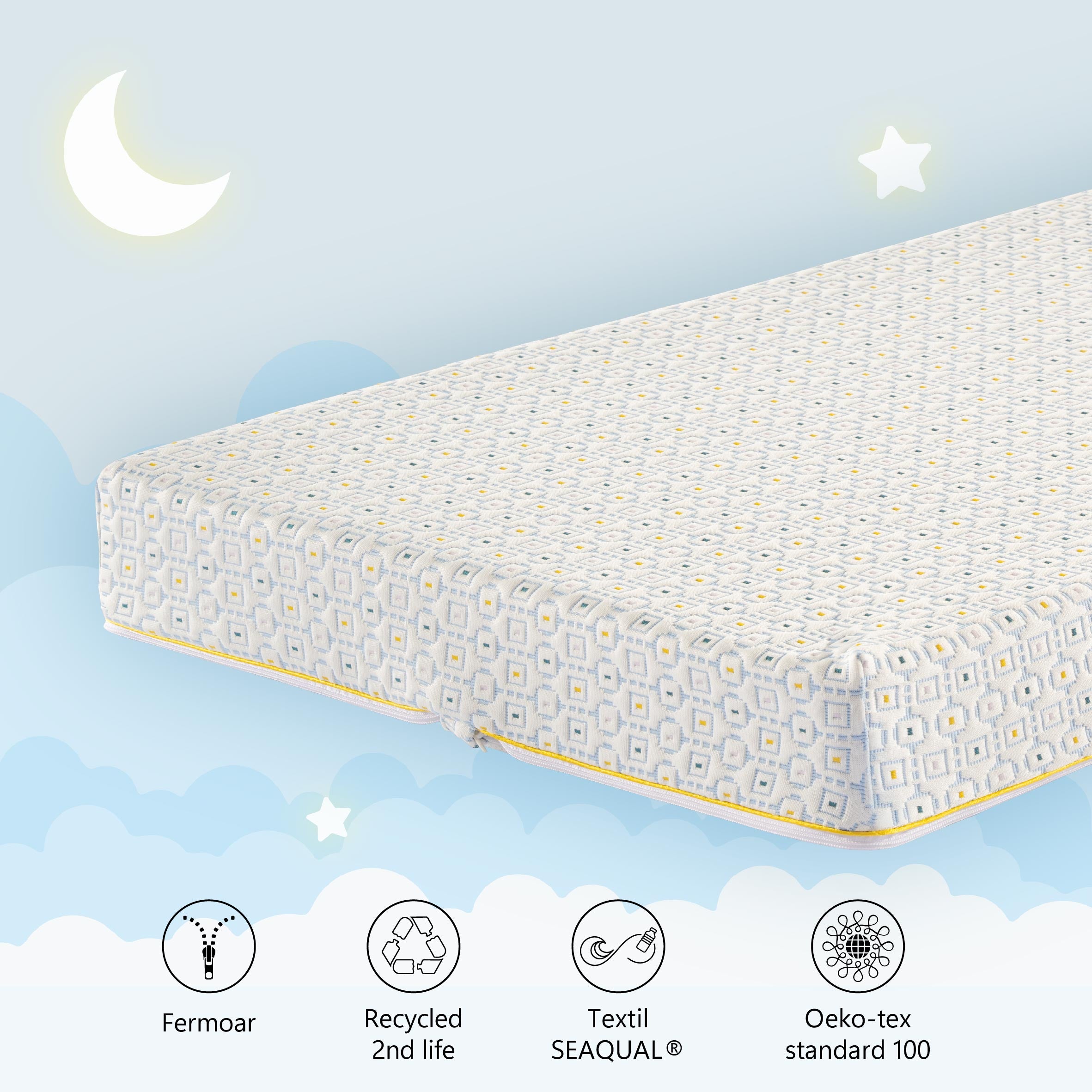 Saltea cu spuma high resilience DreamStep Start, spuma poliuretanica, H15cm, husa tricot