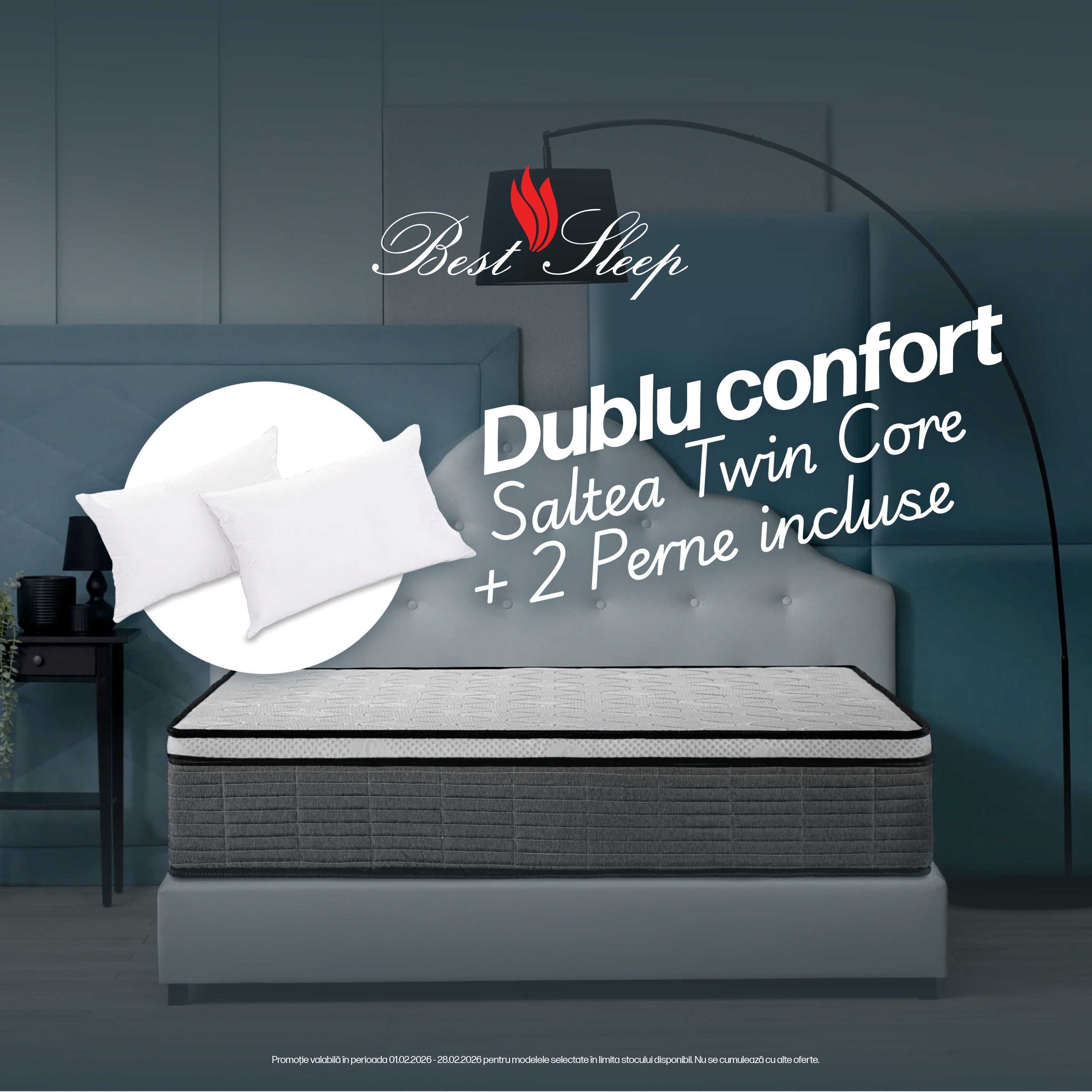 Best Sleep Twin Core orthopedic mattress, polyurethane foam, 5 cm memory foam, H30 cm, TwinCore technology