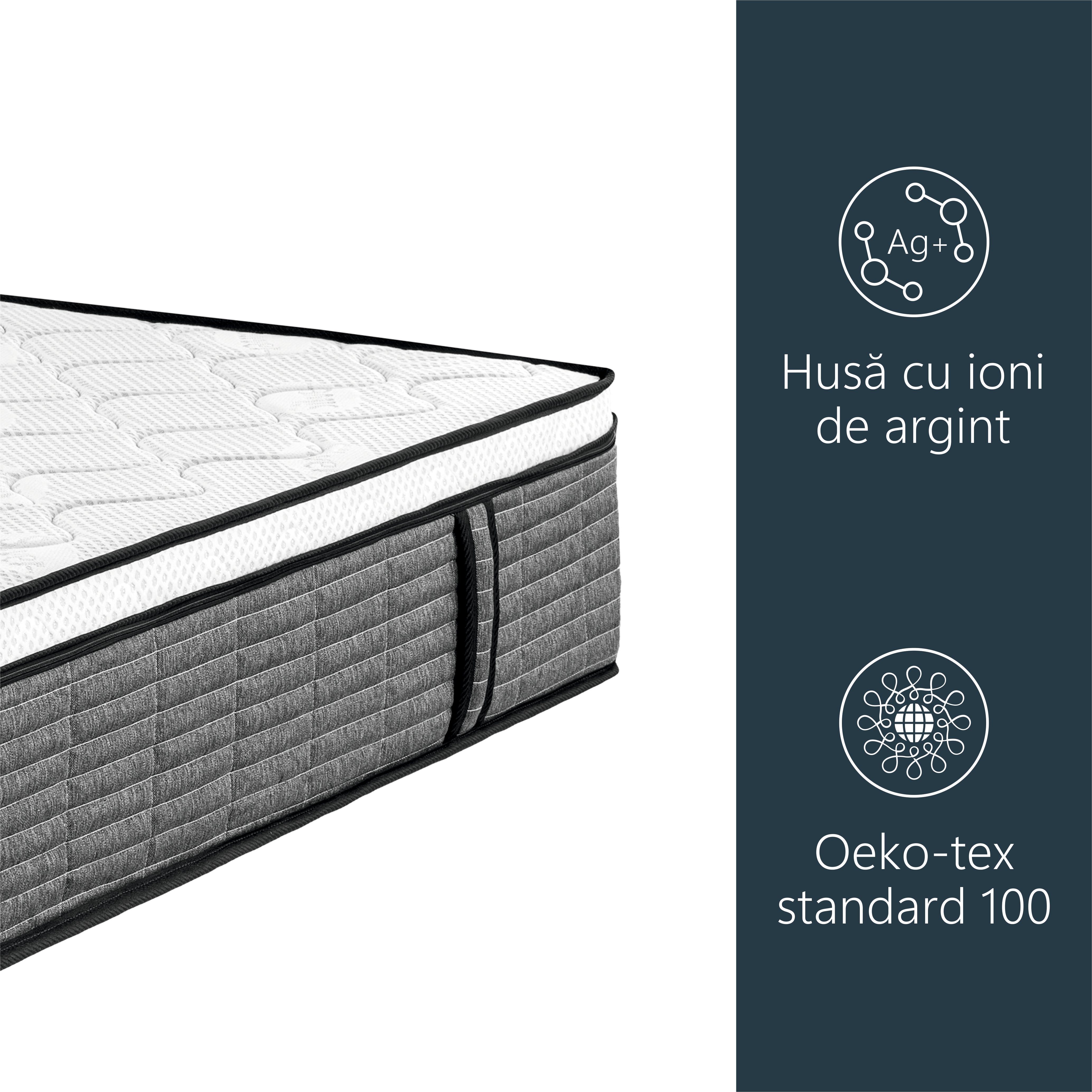 Saltea ortopedica Best Sleep Twin Core, spuma poliuretanica, 5 cm spuma memory, H30 cm, tehnologie TwinCore