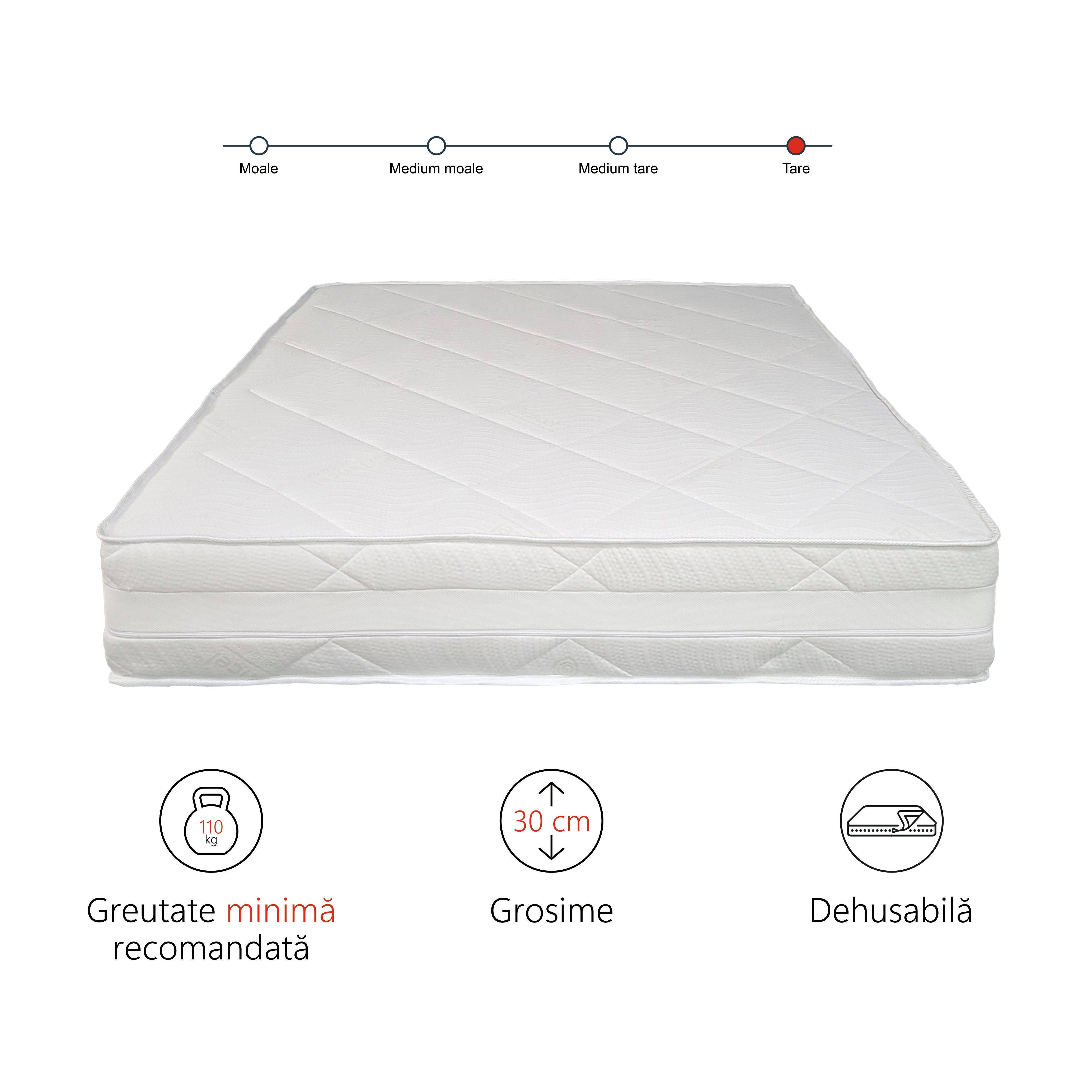 Saltea ortopedica Best Sleep Grande 30 cm, pentru persoane cu greutate, spuma poliuretanica/memory cocos, husa cu tencel