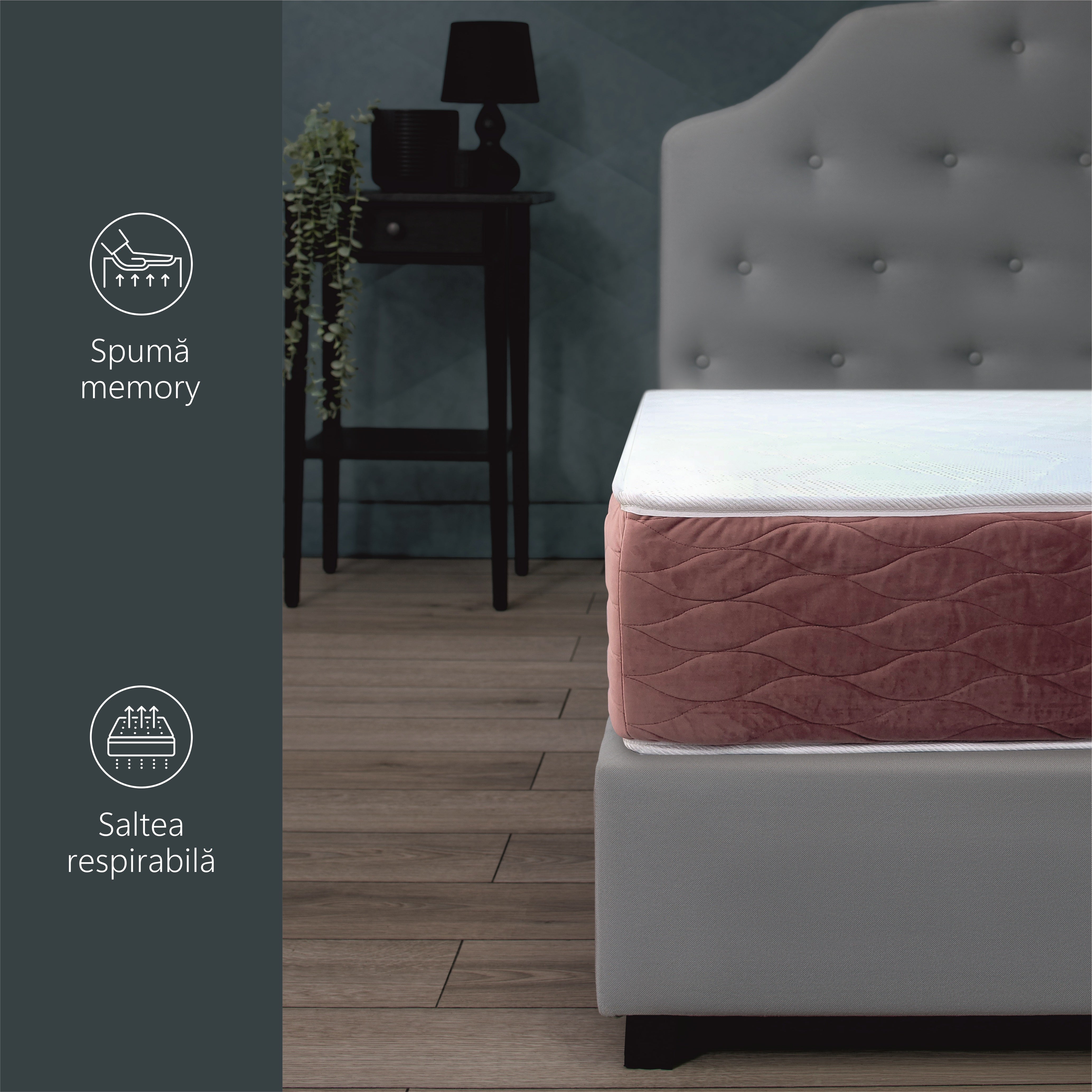 Saltea cu Memorie Best Sleep Pink Hope, 30cm, Spuma Poliuretanica, 5cm spuma Memory