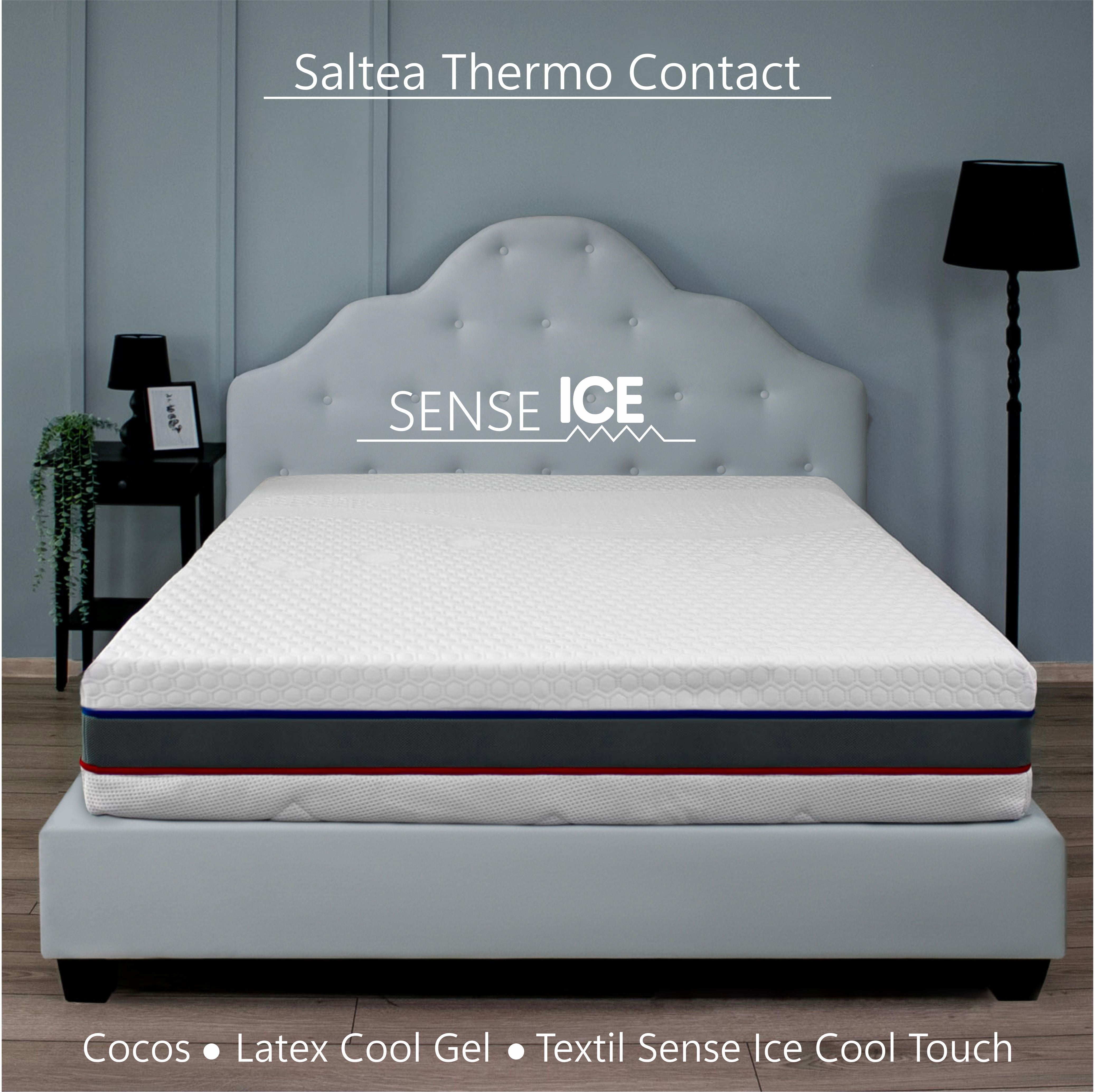 Saltea cu Latex cu Racire Thermo Contact, 28cm, Spuma Memory, Textil cu Efect de Racire