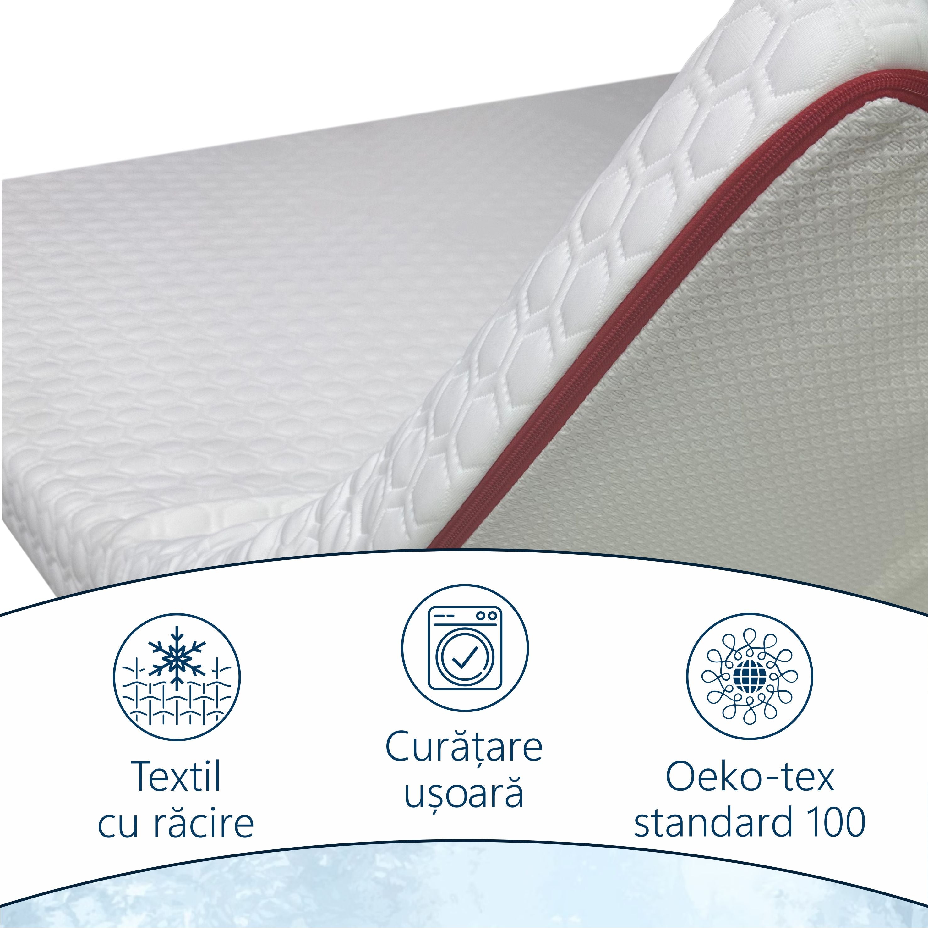 Topper Saltea cu Latex cu Efect de Racire Thermo Senseice, 8cm (4+4), Spuma Poliuretanica, Husa Detasabila